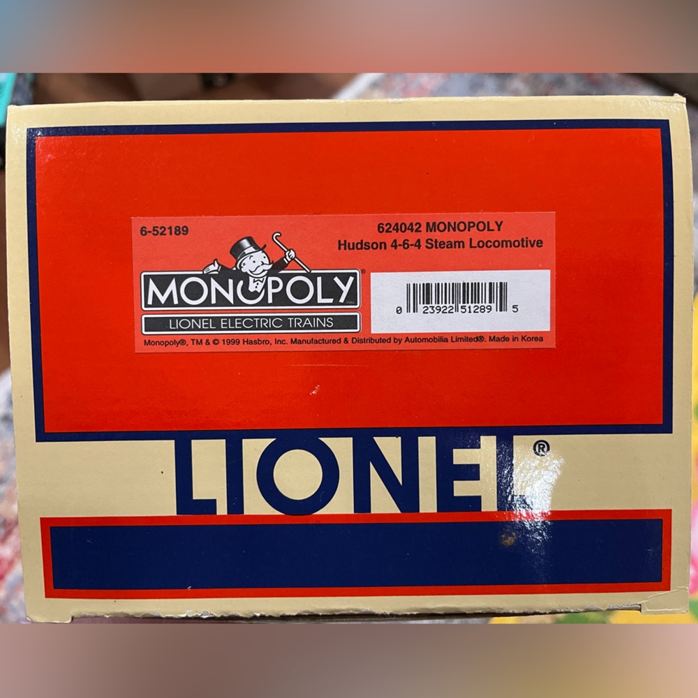 Lionel 6-52189 Monopoly Hudson 4-6-4 Steam Locomotive NEW IN BOX